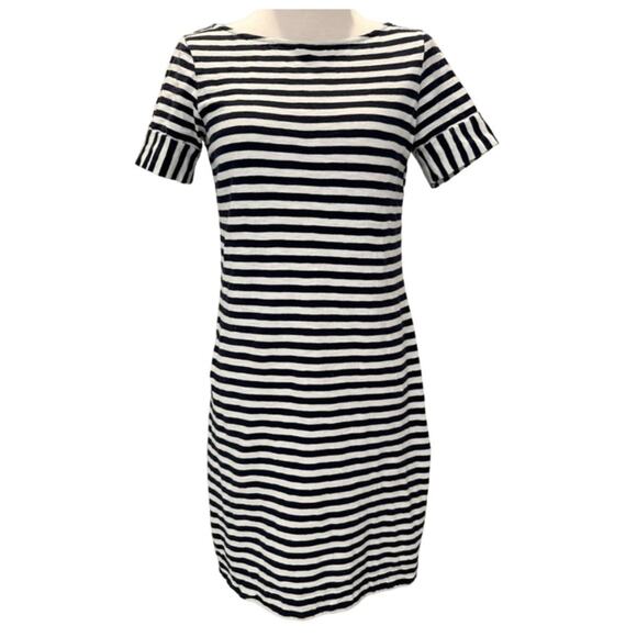 Boden Ivory & Black Stripe Short Sleeve Round Neck Shirt Dress 6 L - Picture 1 of 13